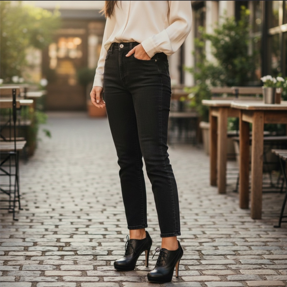 Bata Genuine Black Leather Oxford Stiletto/Pump Lace Up Platform Ankle Booties - Picture 3 of 14